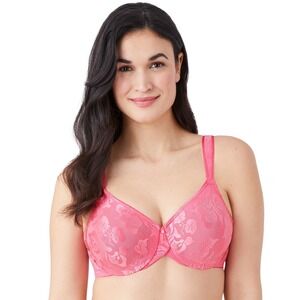 Wacoal Awareness Full Figure Underwire Bra Pink Floral Lace 85567 USA 36G